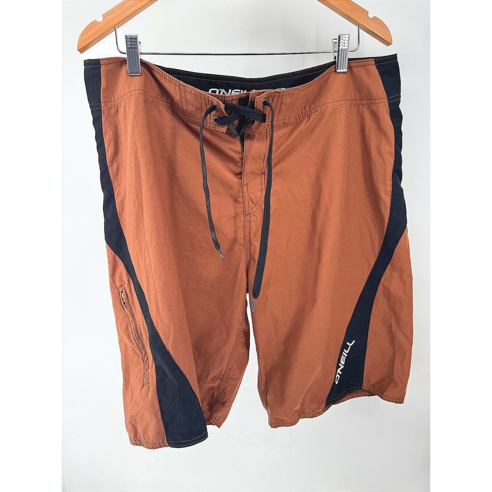O'Neill Board Shorts Mens 36 Brown Black Colorblock Swim Trunks Surf